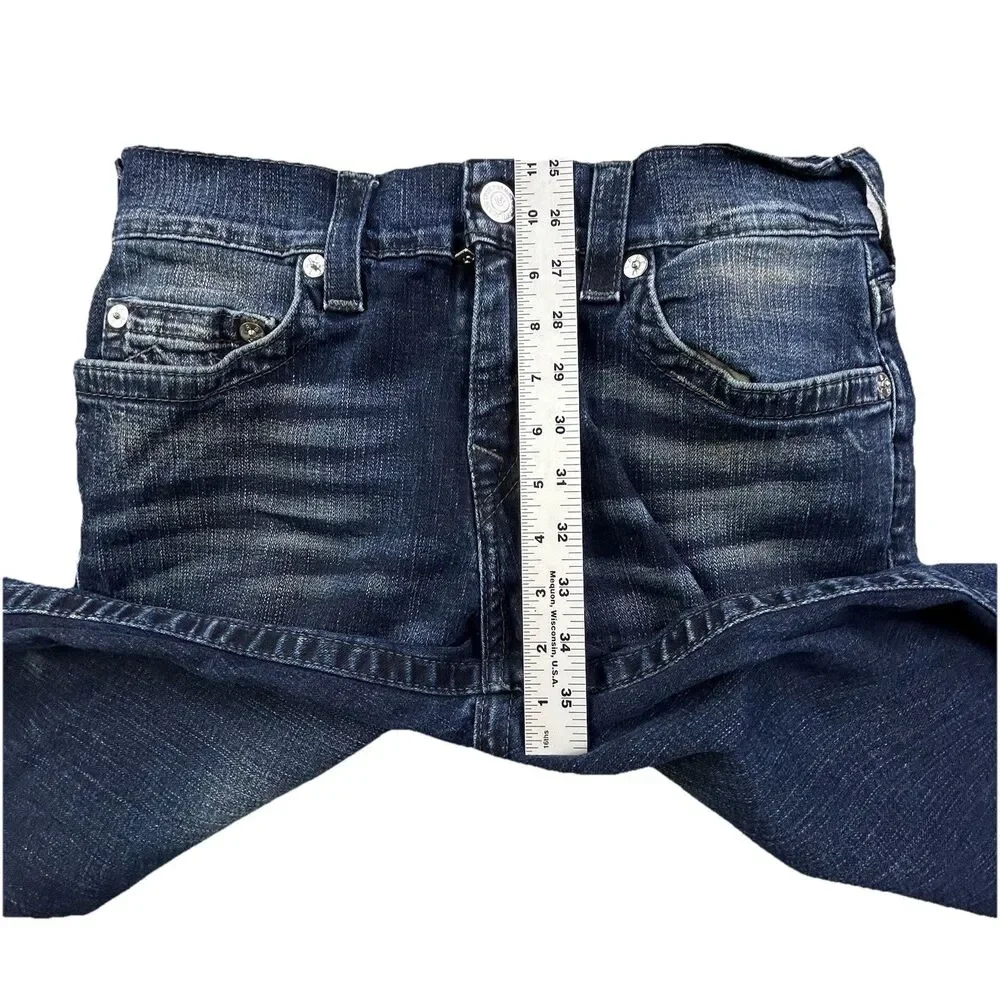 True Religion Jeans Mens 30x33 Blue Rocco Relaxed Skinny Whiskering Embroidered